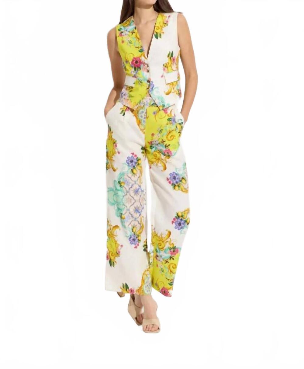 NEW OOH! LA, LA! COUTURE linen tapestry print vest in yellow
